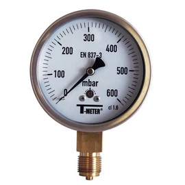 Típus: 1635, Szelencés manométer, DN100, KO ház, csatlakozás: alsó, 0..60 mbar-tól 0..600 mbar-ig