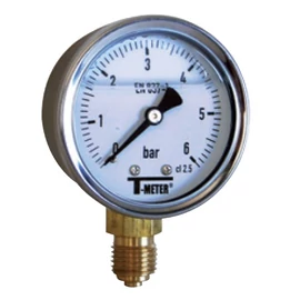 Típus: 1612, Manométer glicerin töltéssel, rozsdamentes acél ház, DN50, csatlakozás: alsó, -1..+1 bar-tól 0..60 bar-ig