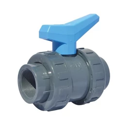 584 - PVC Gömbcsap BB menetes hollanderes csatlakozással, PN10, 0ºC / +60ºC, 1/2"-tól 3"-ig, (uszodatechnika, úszómedence, öntözés, vízellátás)