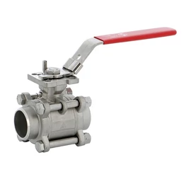 748 - 3-részes saválló acél hegtoldatos gömbcsap, ISO pad, 1" PN63 ATEX