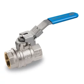 S.93 -  Nikkelezett sárgaréz BB menetes golyóscsap légtelenítő lyukkal, lakatolható, PN14, -10ºC/+100ºC, 1/4"-tól 2"-ig, (általános folyadékokra, sűrített levegőre max. 10bar-ig)