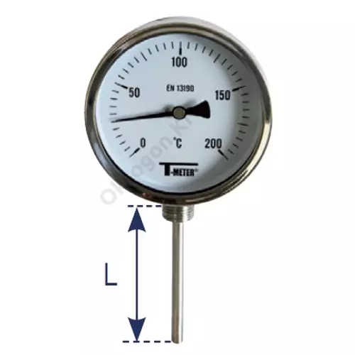 Bimetál hőmérő M100 0-120°C L=100mm KO, 1/2" alsó csatlakozással