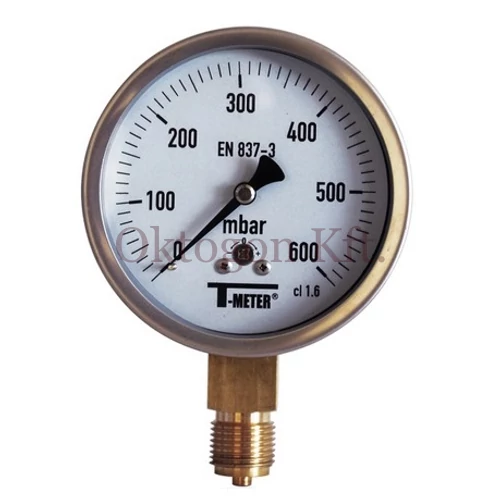 Rozsdamentes acél manométer | DN 100 | 0-400 mbar | 1/2" alsó csatlakozás