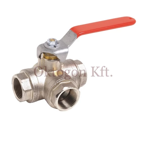 513 - 3-járatú sárgaréz L-forgó golyóscsap 1" PN16