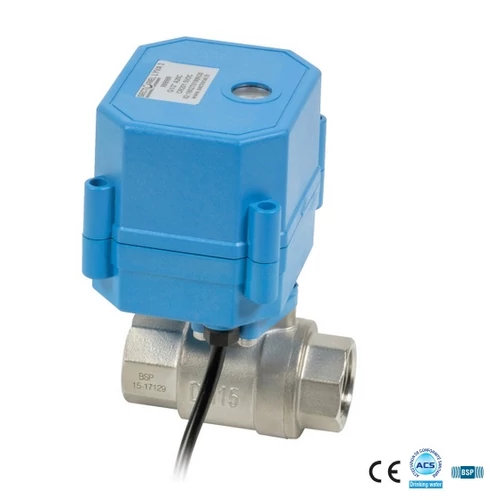 Saválló menetes golyóscsap elektromos hajtóművel 1/2" BB + 230V / AC (alaphelyzetben zárt)